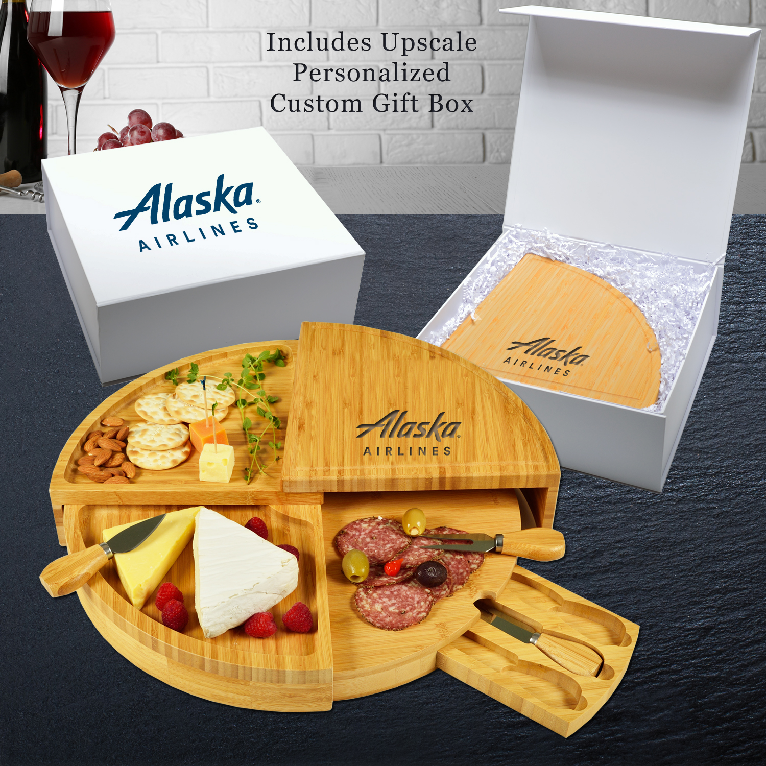 Multi Level Bamboo Board Gift Box Set